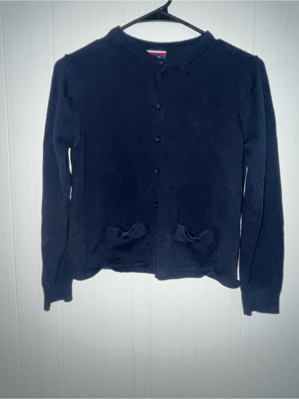French Toast Navy Bow Pocket Cardigan